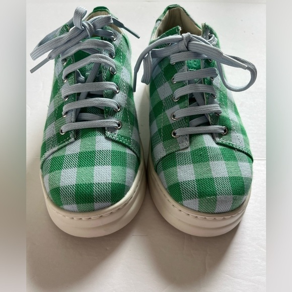 Camper Gingham Check Print Sneakers Size 37 Green Blue - Picture 2 of 9